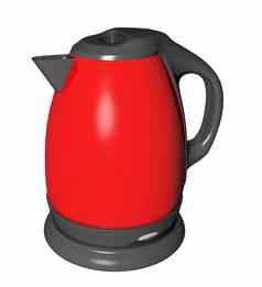 红色的黑色的电茶水壶插图