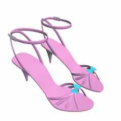 粉红色的斯蒂尔托高跟鞋高高跟鞋鞋子脚踝带的客人