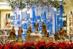 圣诞节基督诞生场景照片玛丽王牧羊人羊肉崇拜婴儿耶稣