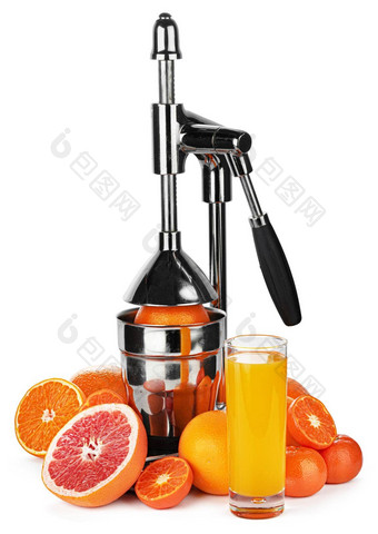 机械师<strong>榨汁</strong>机柑橘类水果孤立的白色