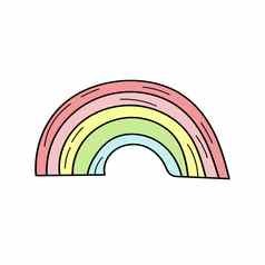 彩虹涂鸦图标简单的手画彩虹图标白色