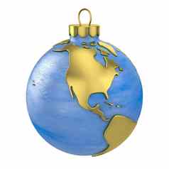 圣诞节球形状的全球地球北美国部分