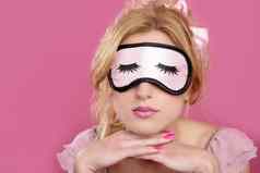 睡眠面具盲目的blonderelaxed粉红色的