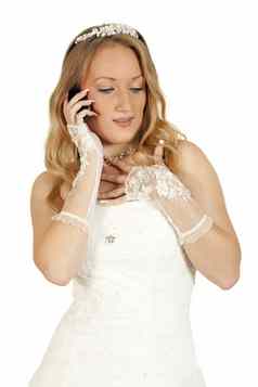 女孩婚礼衣服会说话的电话