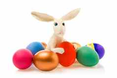 复活节兔子五颜六色的鸡蛋