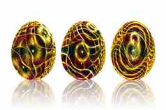 集明亮彩色的复活节鸡蛋