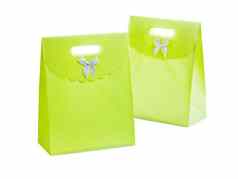 绿色paperbags孤立的白色