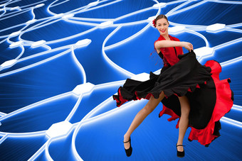 复合图像<strong>跳舞女</strong>人红色的黑色的衣服