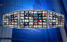 全球屏幕电视多媒体科技概念