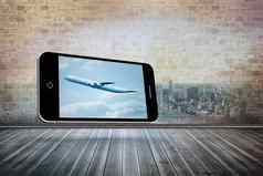 复合图像飞机智能手机屏幕