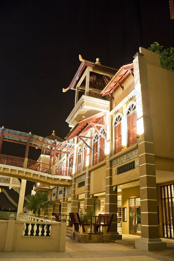 传统的马来西亚建筑晚上
