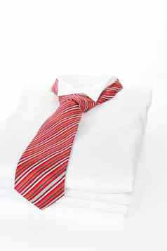 桩白色衬衫红色的领带业务概念