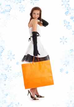 夫人橙色购物袋雪花