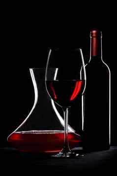红色的酒瓶玻璃玻璃水瓶