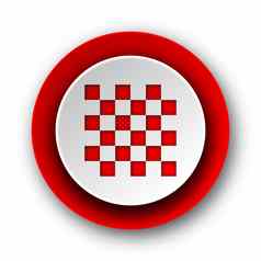 国际象棋红色的现代网络图标白色背景