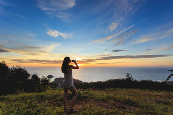 旅游采取图片日落时间普吉岛泰国