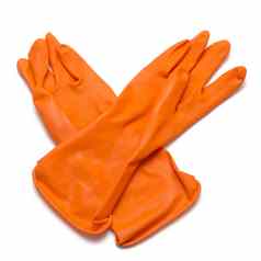 橙色清洁手套