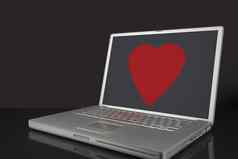 大红色的爱心移动PC电脑屏幕