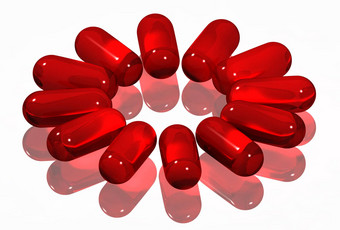 胶囊白色红色的透明的药片
