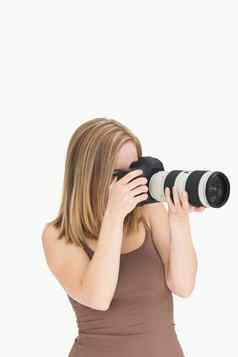 女摄影师摄影相机