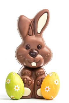 可爱的巧克力兔子复活节鸡蛋