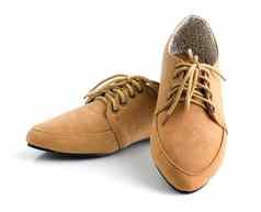 休闲棕色（的）皮革男女皆宜的鞋子