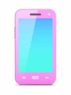 美丽的粉红色的智能手机白色背景