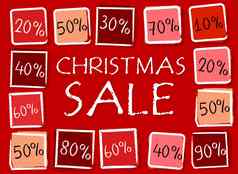 圣诞节出售百分比广场复古的红色的标签