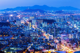 首尔城市景观晚上