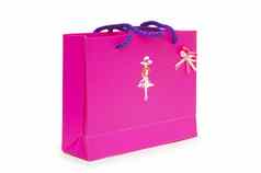 单粉红色的礼物盒子白色背景