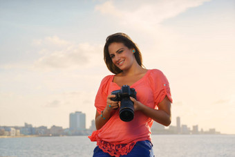 女人摄影师相机旅游图片照片