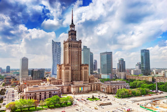 华沙波兰宫文化科学摩天大楼市中心