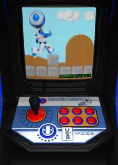 复古的商场游戏蓝色的机器人