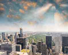 纽约城市曼哈顿中城空中全景视图天珩