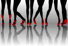 女腿轮廓红色的鞋子
