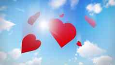 红色的心问候卡浪漫的象征爱圣情人节一天