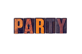 聚会，派对概念孤立的凸版印刷的类型