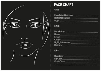 脸图表化妆艺术家空白脸图表