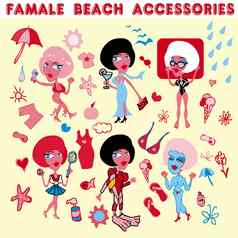 女海滩配件图标女人假期