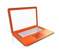 橙色移动PC电脑孤立的白色