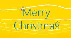 快乐圣诞节卡黄色的背景白色行