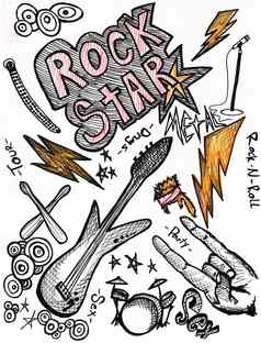 岩石明星手画涂鸦