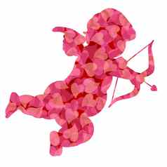 情人节一天丘比特粉红色的模式心插图
