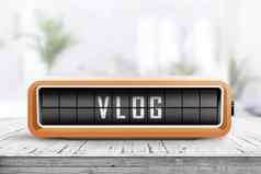 视频博客词写复古的设备橙色颜色