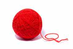 红色的球纱针织隔离