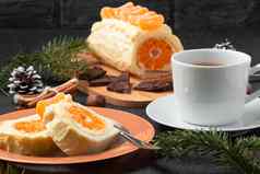 甜蜜的卷生奶油橘子填充圣诞节装饰