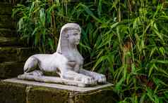 传统的埃及装饰白色石头斯芬克斯雕塑花园