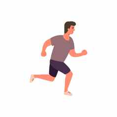 跑步者运动员运动卡通平男人。运行