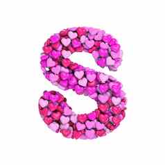 情人节信大写字母粉红色的心字体。爱激情婚礼概念