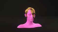 摘要人体模型女头金液体背景时尚女人粉红色的人类脸渲染插图